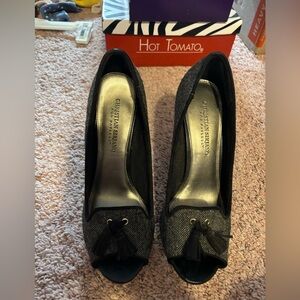 Christian Siriano black and grey heels #glamour